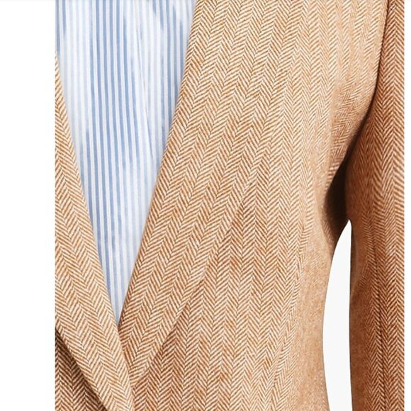 J. Crew Factory Herringbone wool-blend Holland blazer Cream Tan Size 2 NWOT - Picture 4 of 10